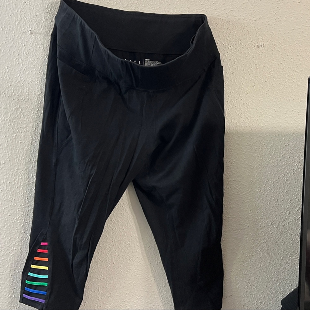 Black  Leggings with Rainbow Stripes
